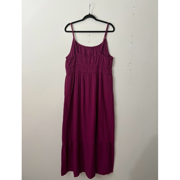 Pact Organic Cotton Coastal Double Gauze Cami Maxi Dress in Sangria - Picture 4 of 6